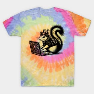 Punk Rock Goth Squirrel on Computer Vintage Style T-Shirt